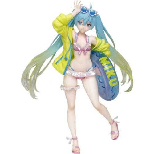 Vocaloid Hatsune Japanese Anime Figure Summer Miku 18Cm Kawaii Sweet Cartoon Model Hand-Made Model Decoration Doll Toy