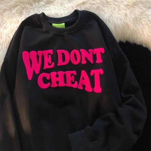 Goth hip hop fun letter Embroidery sweatshirts stylish streetwear women long sleeve tops casual o-neck Pullovers 2021 autumn new