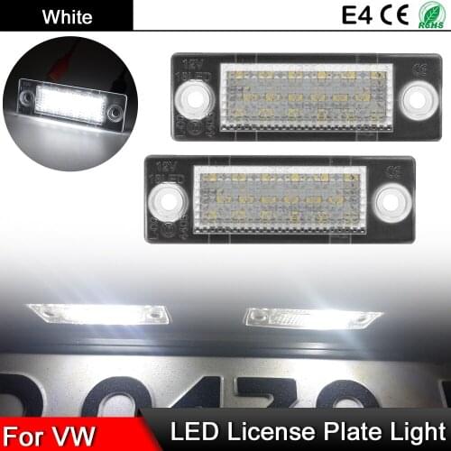 1 Pair For VW Caddy Golf Jetta Passat Touran Transporter For Skoda Superb White LED Number License Plate Light