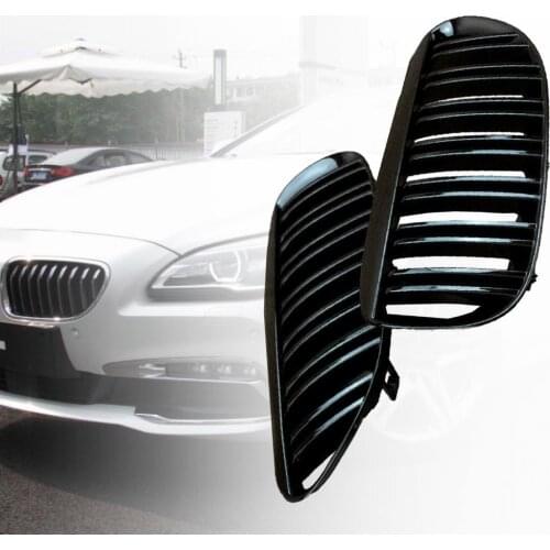 1 Pair Grille Double-slat Easy to Install ABS Front Center Mesh 51137008915/51137077931/51137008916 for BMW E63 03-10