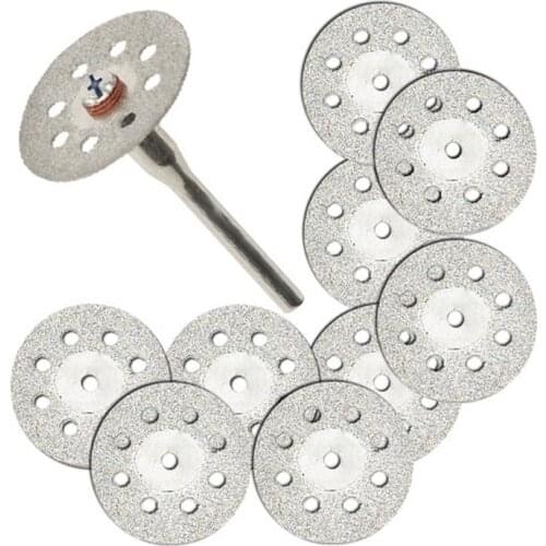 10pc 22mm Rotary Tool Accessory Fits Dremel Craftsman Diamond Cut Off Wheel Disc + 3mm Rod 2pc