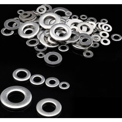 105pcs/lot 304 Stainless Steel Flat Spring Washers M3/M4/M5/M6/M8/M10 Flat Gasket Plain Washers for Hardware Accessories