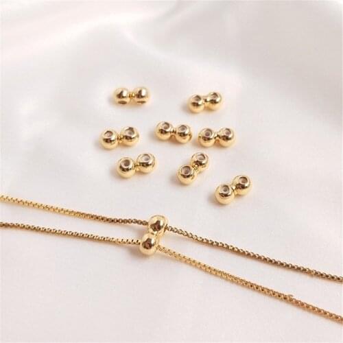 14K Gold Filled Double row connected silica gel adjusting bead chain bracelet positioning bead DIY first jewelry accessories