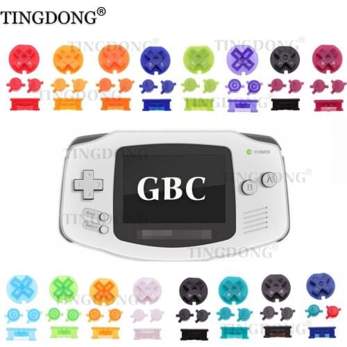 17 Colors A B Buttons with Power ON OFF Buttons Keypads for Gameboy Color GBC New Colorful Buttons Set for GBC D-Pad A B Buttons