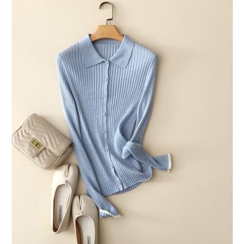 2021 spring autumn 100% cashmere buttons cardigan ribbled knitted stylish casual outerwear