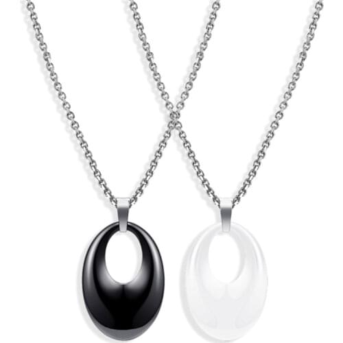 2021 Fashionable Titanium Steel Necklace Crystal from Swarovskis Trendy ceramic pendant jewelry Fit Women and female For Party