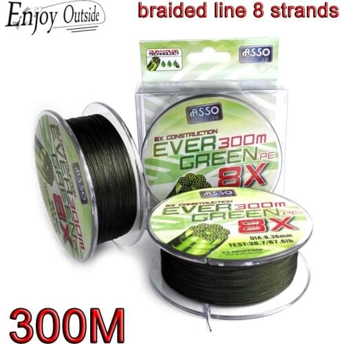 300M Super Strong Green Multifilament Braided Fishing Line 8 Strands Sea Multifilamento Big Game Mian Wire For Saltwater Fish