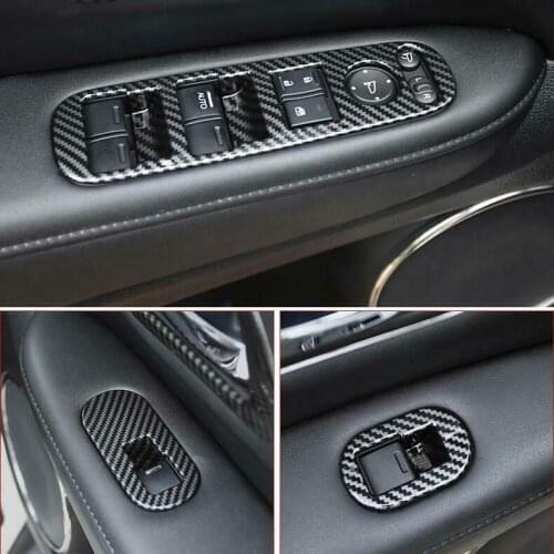 4X For Honda HRV HR-V 2016-2020 Carbon fiber Window lift panel switch trim Car modification Auto parts