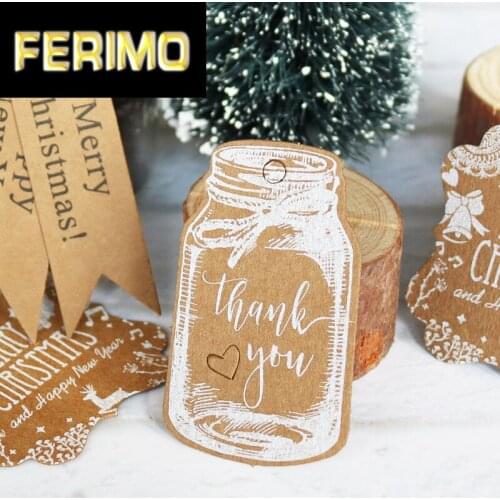 50pcs Kraft Paper Tag Thank You Wedding Gift Tags Paper Label Bottle Shape Handmade DIY Craft Paper Tag Party Decoration