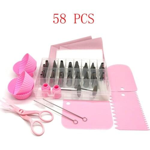 58 PCS Stainless Steel Nozzles Pastry Icing Cake Piping Cake Decorating Tools Globular Nozzle Pastry Bags