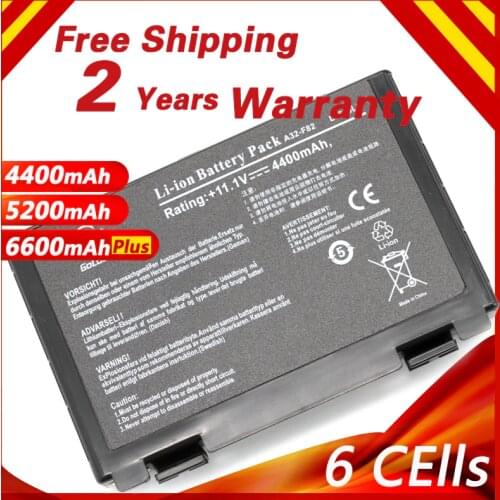 Laptop Battery for Asus A32-F82 A41 F52 F82 K61 K70 X8A A32-F52 L0690L6 L0A2016 K40 K40E K40N K40lN K50 K51 K60 P81 X5A X5E X70