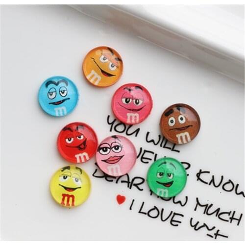 20Pcs/lot Cute Soft Rubber M Beans Flatback Cabochon Characters Fit Phone Deco Parts DIY Scrapbooking Hair Bows Accessories 14mm