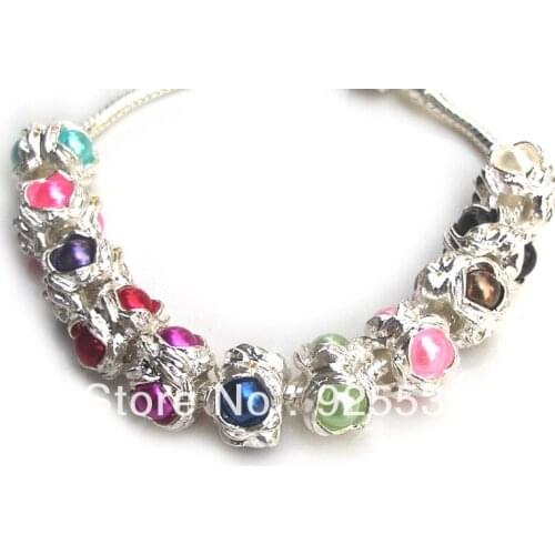 Free shipping 20pcs/lot big hole alloy beads mix color randomly fit European snake bracelet jewelry DIY