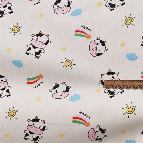Beige Printed Cute Cows 100% Cotton Baby&child Fabric,DIY Bedding Textile Fabric,Sewing Quilting Fat Quarters Material