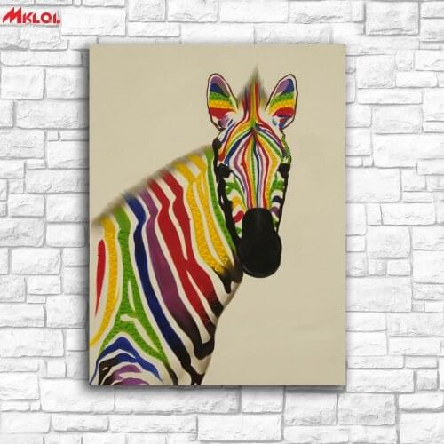 Large Wall Art Colorful zebra Canvas Painting For Living Room Home Decoration Oil Painting On Canvas Wall Painting Unframed