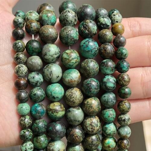 Natural Stone African Turquoises Round Loose Beads For Jewelry Making DIY Bracelet Necklace Charms Accessories 15''4 6 8 10 12mm