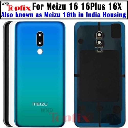 For meizu 16 16th Case Back Glass Rear Door Housing Replacement meizu 16 plus Battery Cover With STICKER Adhesive 16x Back Cover