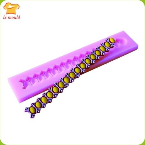 Flower beads border chain cake decorating molds silicon mold