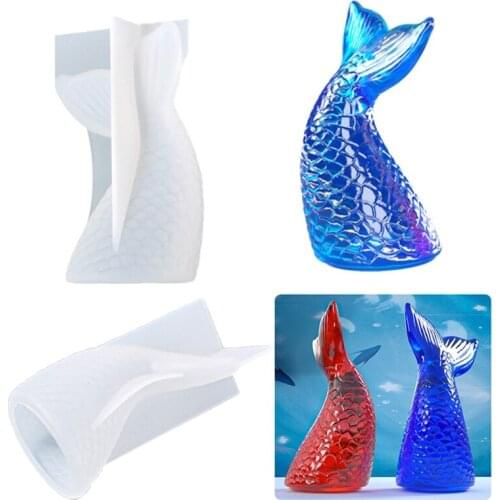 R2LE Mer-maid Tail Resin Jewelry Molds DIY Pendant Silicone Mold Crafting Resin Epoxy Making Casting Mould Craft Tool