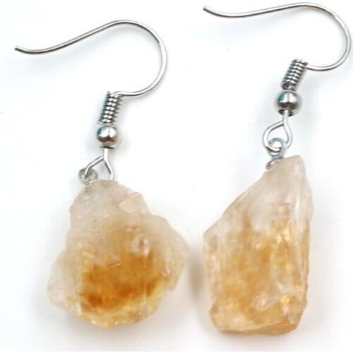 FYSL Silver Plated Irregular Shape Yellow Citrines Crystal Drop Earrings for Women Trendy Jewelry