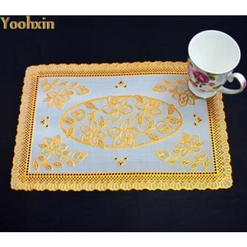 HOT Gold PVC plastic placemats for table place mat cloth tea pad doily wedding cup mug coffee dining coaster placement kitchen
