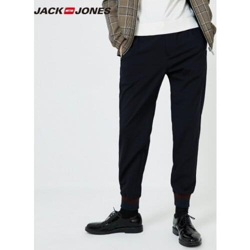 JackJones Mens Woolen Fabric Tapered Ankle-tied Regular fit Business Casual Pants| 219314580