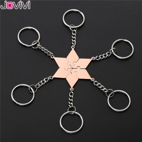 Jovivi Stainless Steel Key Ring Best Friends BFF Keychains Friendship Puzzle Piece Charm Gift Key Chain Jewelry 5 pcs / 6 pcs