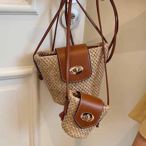 Summer Bohemian Handmade Weaving Bags Women Holiday Beach Straw Bag Wrapped Beach Bag Rattan Basket Handbags Travel Totes