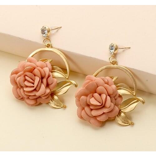 Fashion Metal Gold Plated Hoop Flower Earrings Multicolored Gorgeous Drop Earrings Women for Summer Dress