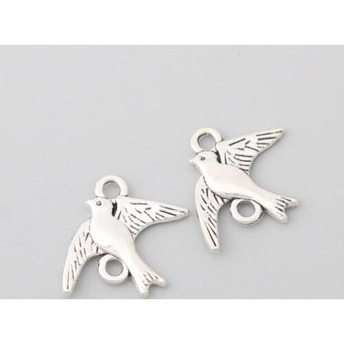 RAINXTAR Fashion Alloy Bird Charms Swallow Pendant Connector Charms For Kids 17*22mm 100pcs AAC471
