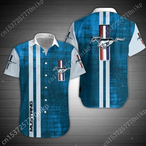 2021 New Mustang Brand Mens Shirt High Quality Mens Clothing Harajuku Casual Oversized T-shirt Top 3D Anime Button Cardigan