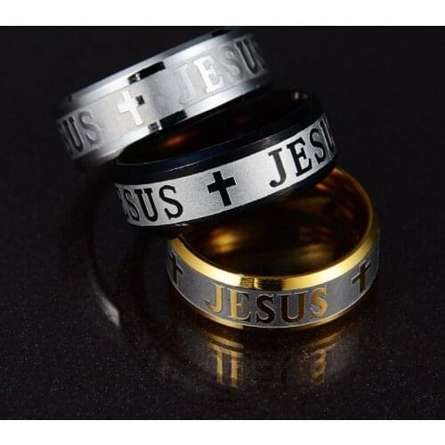MixMax 36PCs Mens 8MM Jesus Cross Etched Stainless Steel Band Rings Jewelry Wholesale Lot