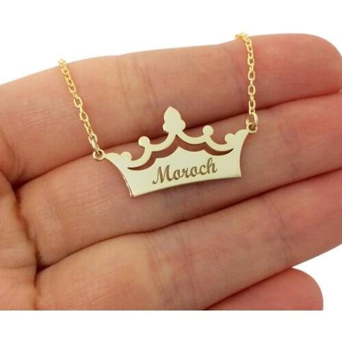 Custom Crown Engraved Name Pendant Necklace Women Girl Jewelry Stainless Steel Personalized Statement Necklace Bridesmaid Gifts