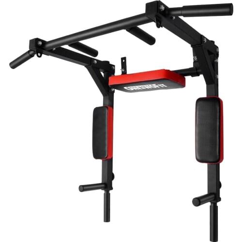 OneTwoFit Wall Mounted Chin Up bar Dip Station Indoor Home Gym Workout Pull Up Bar Training Equipment Fitness Dip Stand 440Lbs