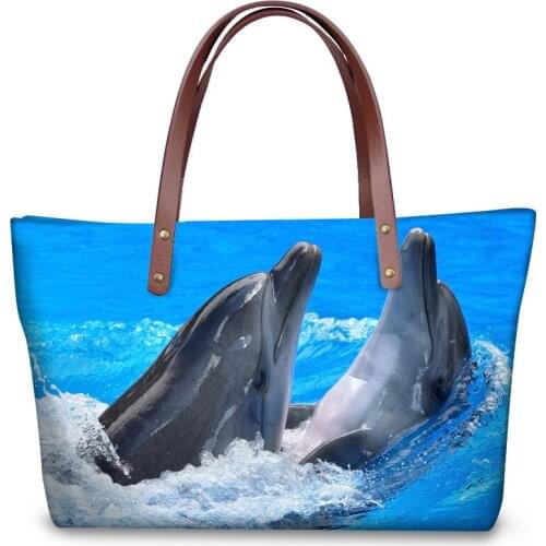 Newest Women Cross-body Bags Large Shoulder Handbag For 3D Dolphin Animal Ladies Messenger Tote Top-handle Bolsas