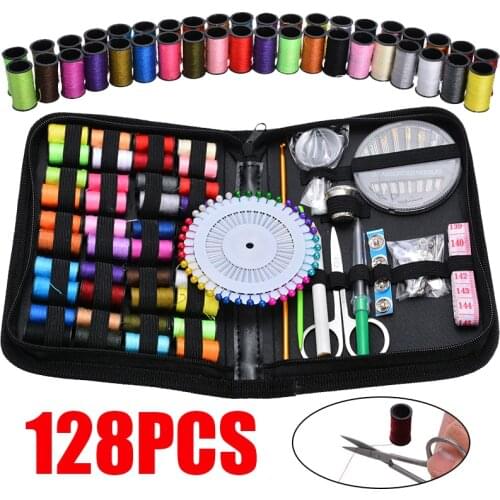 128pcs Portable Travel Sewing Box Kitting Needles Tools Quilting Thread Stitching Embroidery Craft Sewing Kits Home Organizer