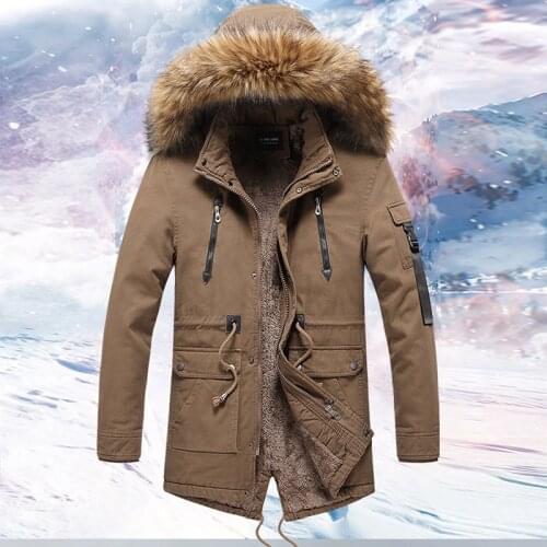 Winter Parkas Jacket Men Fashion Hooded Fur Collar Windbreaker Outerwear Casual Mid-long Wool Liner Keep Warm Mens Jackets Coats