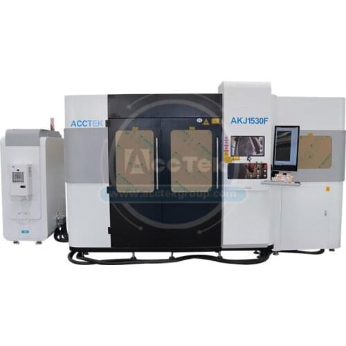 European quality AKJ1530FBCR fully enclosed fiber optic laser machine can be equipped with rotation axis for cutting round tube