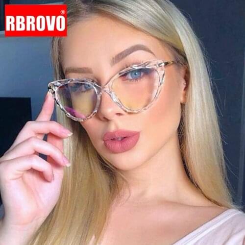 RBROVO 2021 Retro Glasses Frame Women Cat Eye Eyeglasses Women Luxury Glasses Women/Men Transparent Lentes De Lectura Hombre