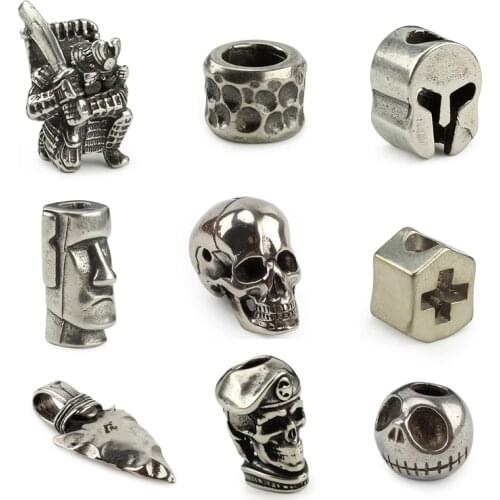 Samurai White Brass Knife Beads Shield Umbrella Rope EDC Cross Copper Paracord Bead DIY Backpack Accessories