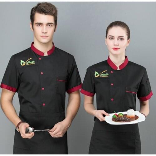 Chef Uniform Women Men Restaurant Clothes Short Sleeve Chef Jacket Workwear Clothing Hotel Kitchen Work Jacket Bakery Cook Shirt