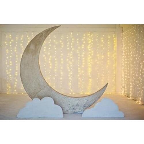 Photo Studio Props Photography Backdrop Nice Big Moon White Cloud Light Vinyl Background Baby Children Birthday Party Decoration