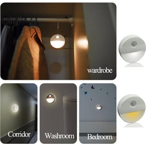 Motion Sensor Lights LED Night Light Body Induction Lamp Stick on Closet Bathroom Stair Wall Hallway Cabinet Indoor Light