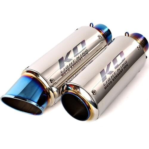 Light Blue Universal 51 mm 61 mm Motorcycle Exhaust Muffler Pipe Dirt Bike ATV Escape Removable DB Killer Exhaust Tips Stainless