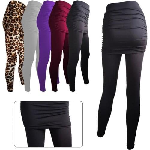 High Elastic Comfortable Solid Color Pleated Skinny Pants Skirt for Running
