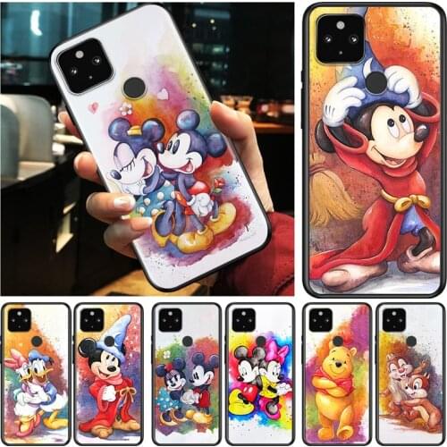 Colorful Disney Mickey Shockproof Cover for Google Pixel 5 4 5A 4A XL 5G Black Phone Case Shell Soft Fundas Coque Capa
