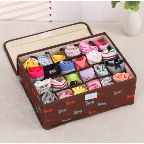 Underwear storage box fabric washable underwear socks finishing box student dormitory drawer storage box foldable lid