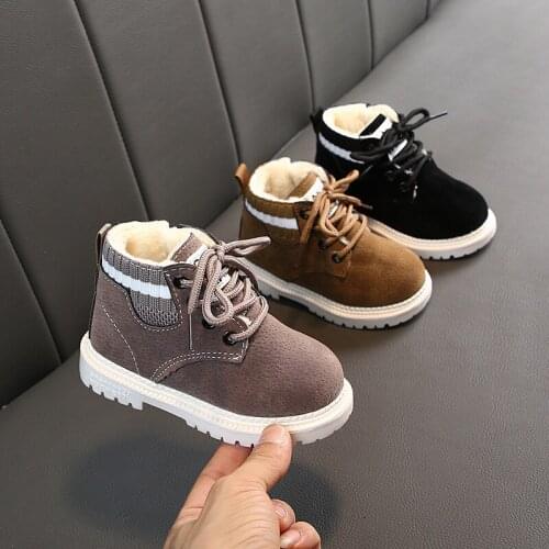 Winter Baby Girls Boys Boots Children Martin Boots Soft Bottom Non-slip Warm Plush Windproof Kids Cotton Shoes Infant Shoes