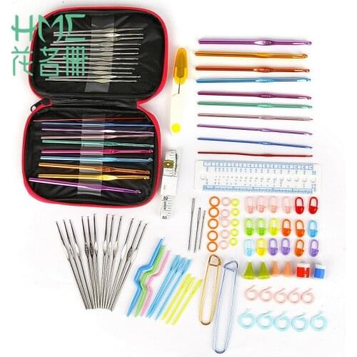 1 set Crochet Hooks Set Aluminum Knitting Needles Yarn Craft Kit Sewing Tool Knitting Accessories with Pink Case For Women Gift