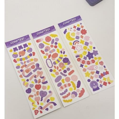 1PC Kawaii Purple Ribbon Stars Moon Decorative Stickers Korean Sticker DIY Album Diary Scrapbooking Paper Creative Stationery